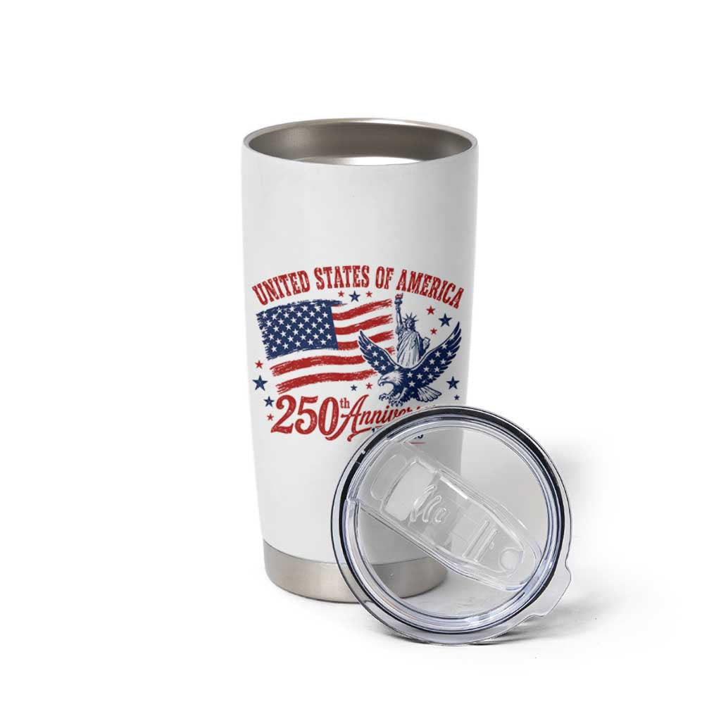 USA 250th Anniversary Tumbler Cup Land Of The Free USA Patriotic 1776 2026 Statue Of Liberty Eagle Flag