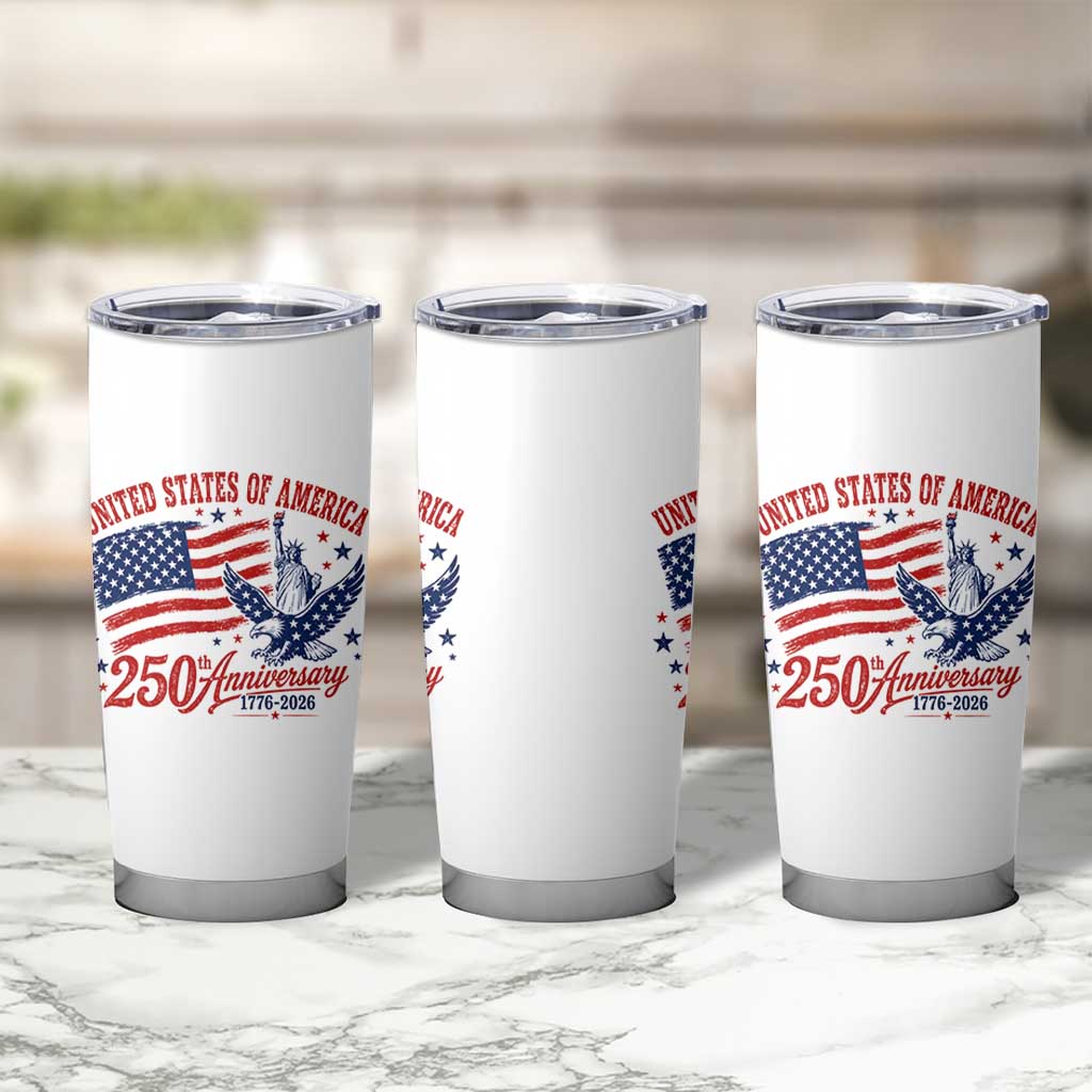 USA 250th Anniversary Tumbler Cup Land Of The Free USA Patriotic 1776 2026 Statue Of Liberty Eagle Flag
