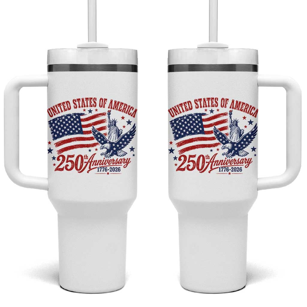USA 250th Anniversary Tumbler With Handle Land Of The Free USA Patriotic 1776 2026 Statue Of Liberty Eagle Flag
