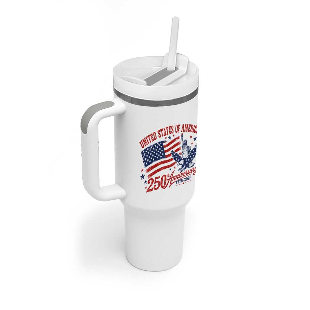 USA 250th Anniversary Tumbler With Handle Land Of The Free USA Patriotic 1776 2026 Statue Of Liberty Eagle Flag