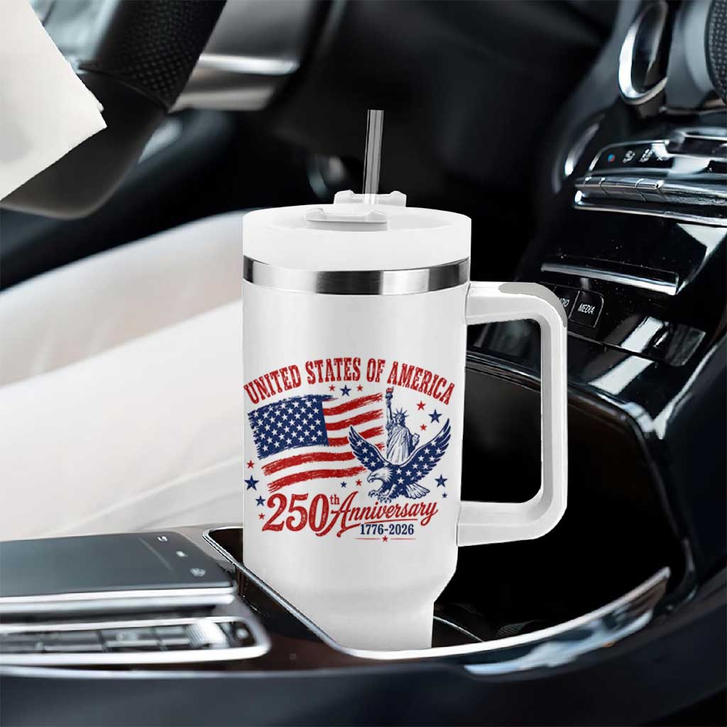 USA 250th Anniversary Tumbler With Handle Land Of The Free USA Patriotic 1776 2026 Statue Of Liberty Eagle Flag