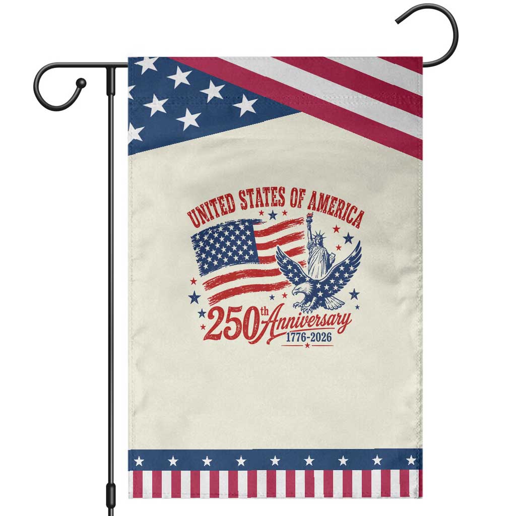 USA 250th Anniversary Patriotic Garden Flag Land Of The Free USA Patriotic 1776 2026 Statue Of Liberty Eagle Flag