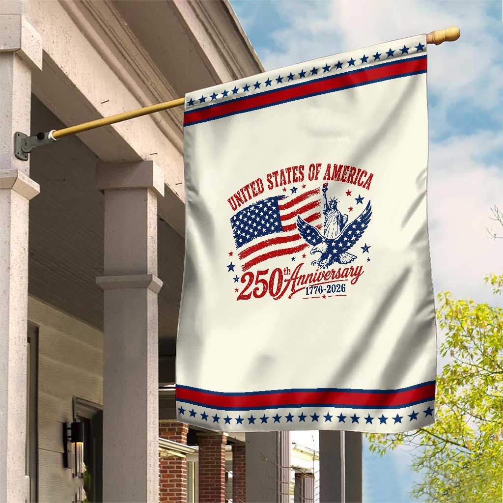 USA 250th Anniversary Patriotic Garden Flag Land Of The Free USA Patriotic 1776 2026 Statue Of Liberty Eagle Flag