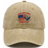 USA 250th Anniversary Washed Cotton Baseball Cap Land Of The Free USA Patriotic 1776 2026 Statue Of Liberty Eagle Flag