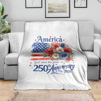 God 250th Anniversary USA Flag Floral Throw Blanket Patriotic Freedom 4th of July 250 Years America