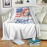 God 250th Anniversary USA Flag Floral Throw Blanket Patriotic Freedom 4th of July 250 Years America