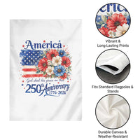 God 250th Anniversary USA Flag Floral Garden Flag Patriotic Freedom 4th of July 250 Years America
