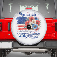 God 250th Anniversary USA Flag Floral Spare Tire Cover Patriotic Freedom 4th of July 250 Years America