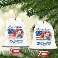 God 250th Anniversary USA Flag Floral Ceramic Ornament Patriotic Freedom 4th of July 250 Years America