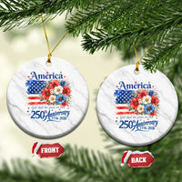 God 250th Anniversary USA Flag Floral Ceramic Ornament Patriotic Freedom 4th of July 250 Years America