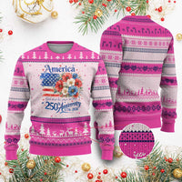 God 250th Anniversary USA Flag Floral Ugly Christmas Sweater Patriotic Freedom 4th of July 250 Years America