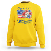 God 250th Anniversary USA Flag Floral Sweatshirt Patriotic Freedom 4th of July 250 Years America