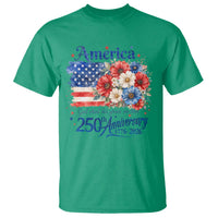 God 250th Anniversary USA Flag Floral T Shirt Patriotic Freedom 4th of July 250 Years America