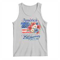 God 250th Anniversary USA Flag Floral Tank Top Patriotic Freedom 4th of July 250 Years America
