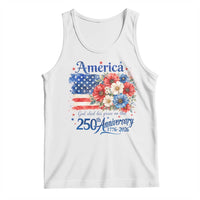 God 250th Anniversary USA Flag Floral Tank Top Patriotic Freedom 4th of July 250 Years America
