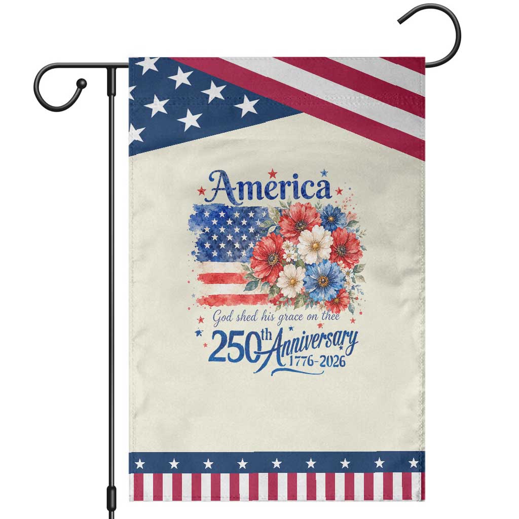 God 250th Anniversary USA Flag Floral Patriotic Garden Flag Patriotic Freedom 4th of July 250 Years America