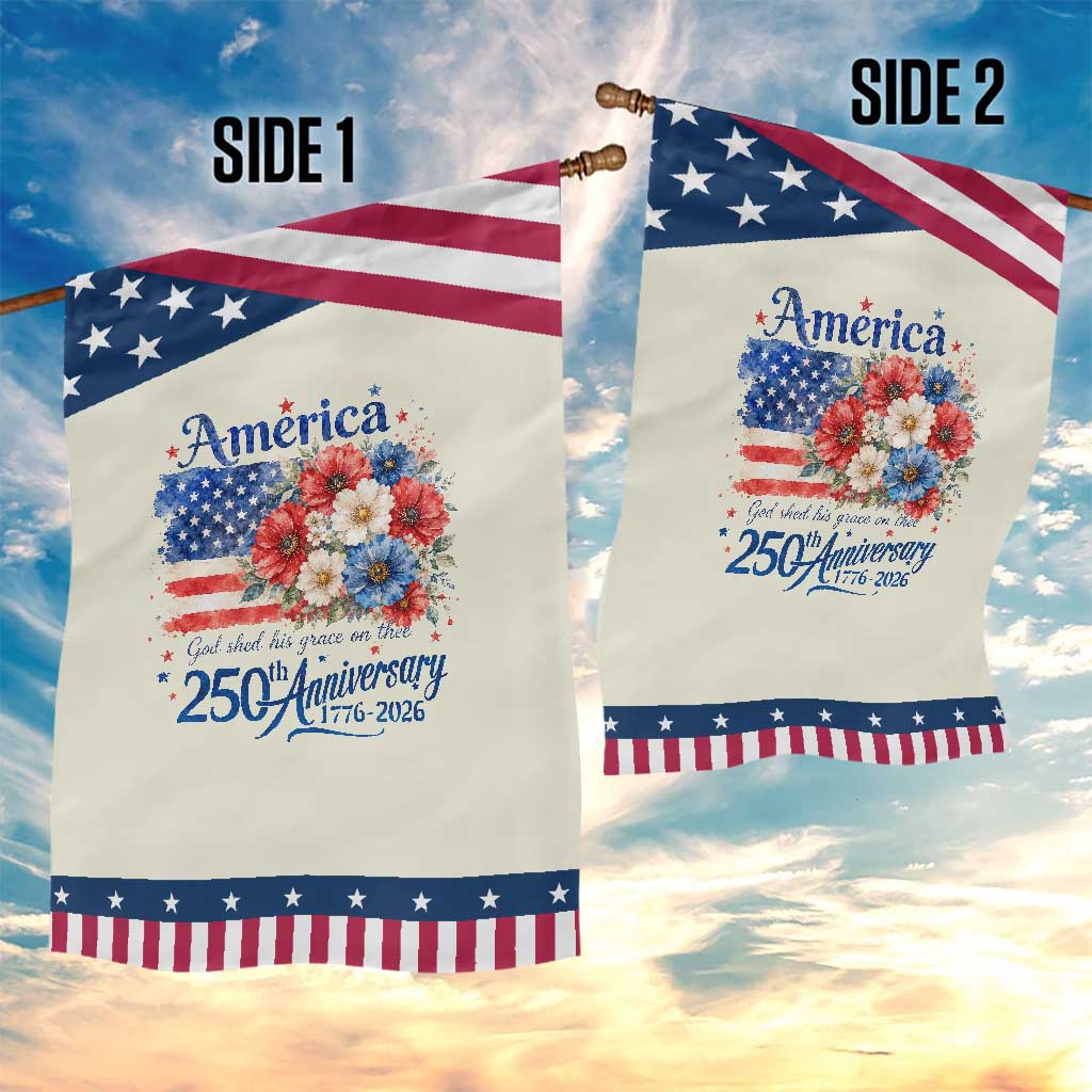 God 250th Anniversary USA Flag Floral Patriotic Garden Flag Patriotic Freedom 4th of July 250 Years America