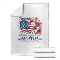 USA 250th Anniversary Flag Floral Graphic Throw Blanket 250 Years America Patriot 4th of July Patriotism Gift