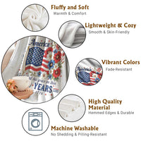 USA 250th Anniversary Flag Floral Graphic Throw Blanket 250 Years America Patriot 4th of July Patriotism Gift