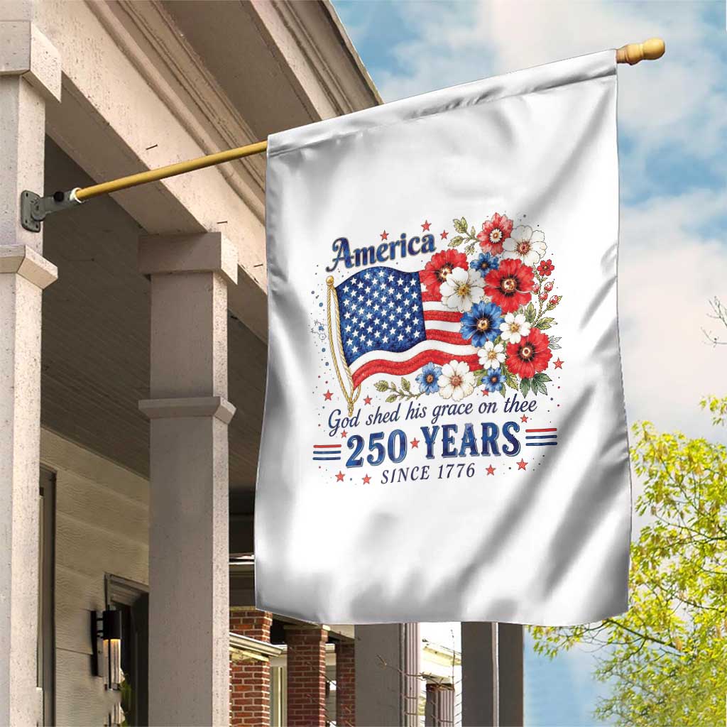 USA 250th Anniversary Flag Floral Graphic Garden Flag 250 Years America Patriot 4th of July Patriotism Gift