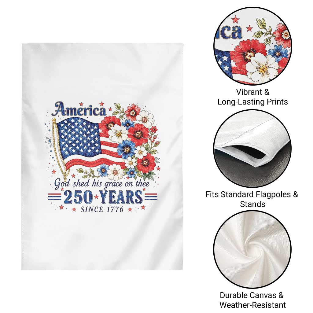 USA 250th Anniversary Flag Floral Graphic Garden Flag 250 Years America Patriot 4th of July Patriotism Gift