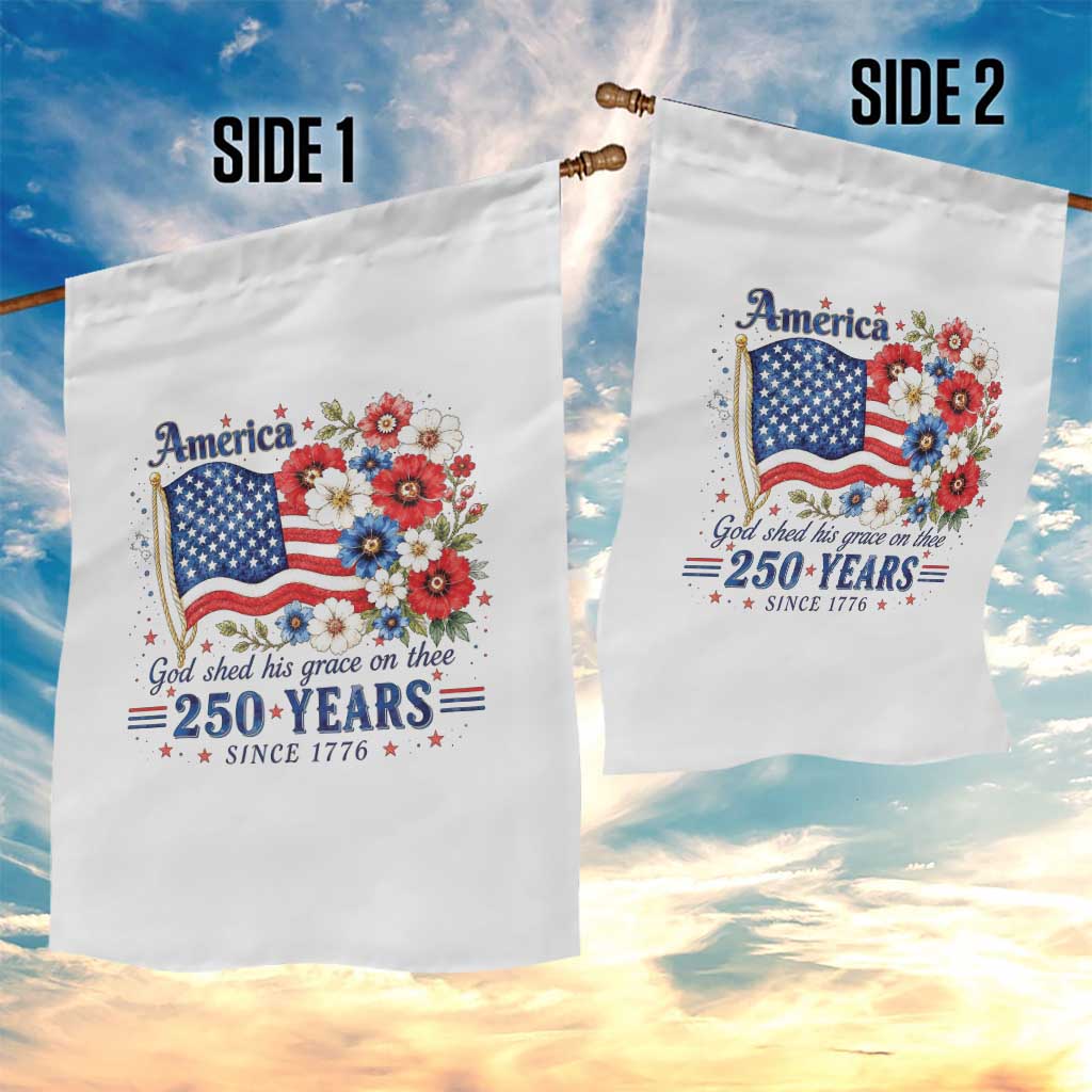 USA 250th Anniversary Flag Floral Graphic Garden Flag 250 Years America Patriot 4th of July Patriotism Gift