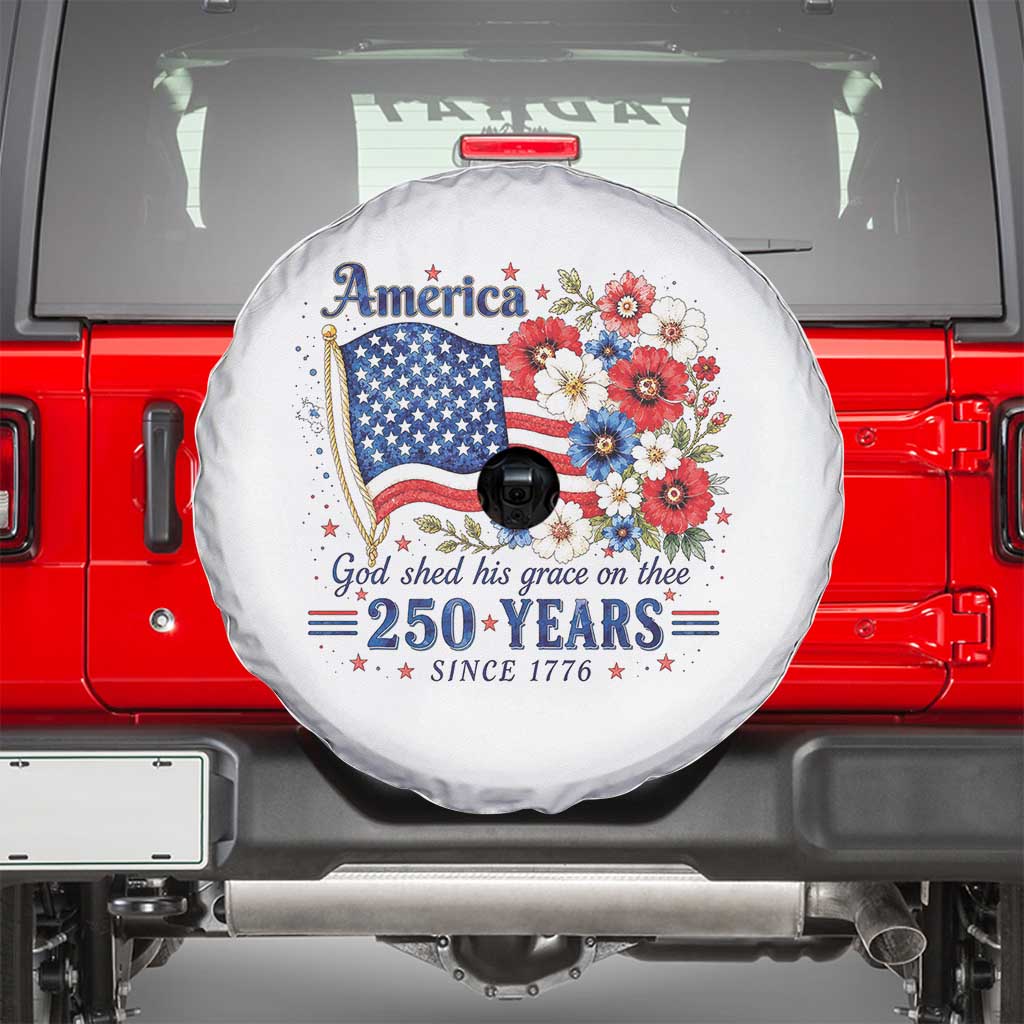 USA 250th Anniversary Flag Floral Graphic Spare Tire Cover 250 Years America Patriot 4th of July Patriotism Gift
