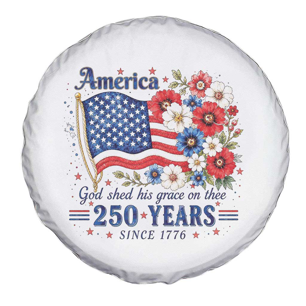 USA 250th Anniversary Flag Floral Graphic Spare Tire Cover 250 Years America Patriot 4th of July Patriotism Gift