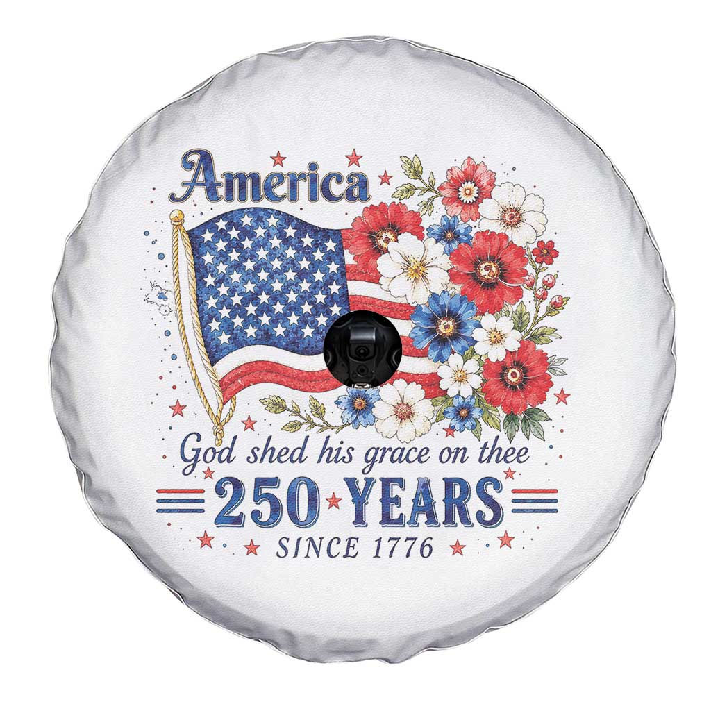 USA 250th Anniversary Flag Floral Graphic Spare Tire Cover 250 Years America Patriot 4th of July Patriotism Gift