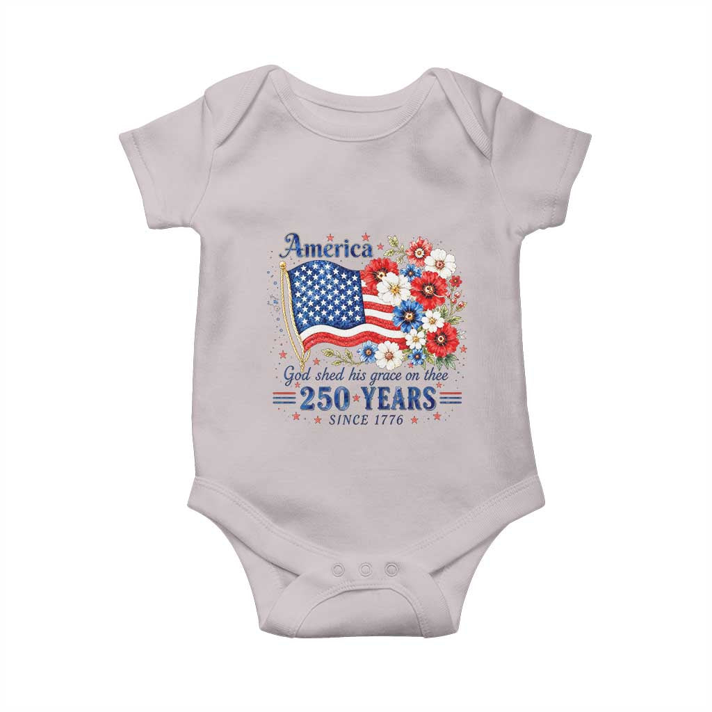 USA 250th Anniversary Flag Floral Graphic Baby Onesie 250 Years America Patriot 4th of July Patriotism Gift