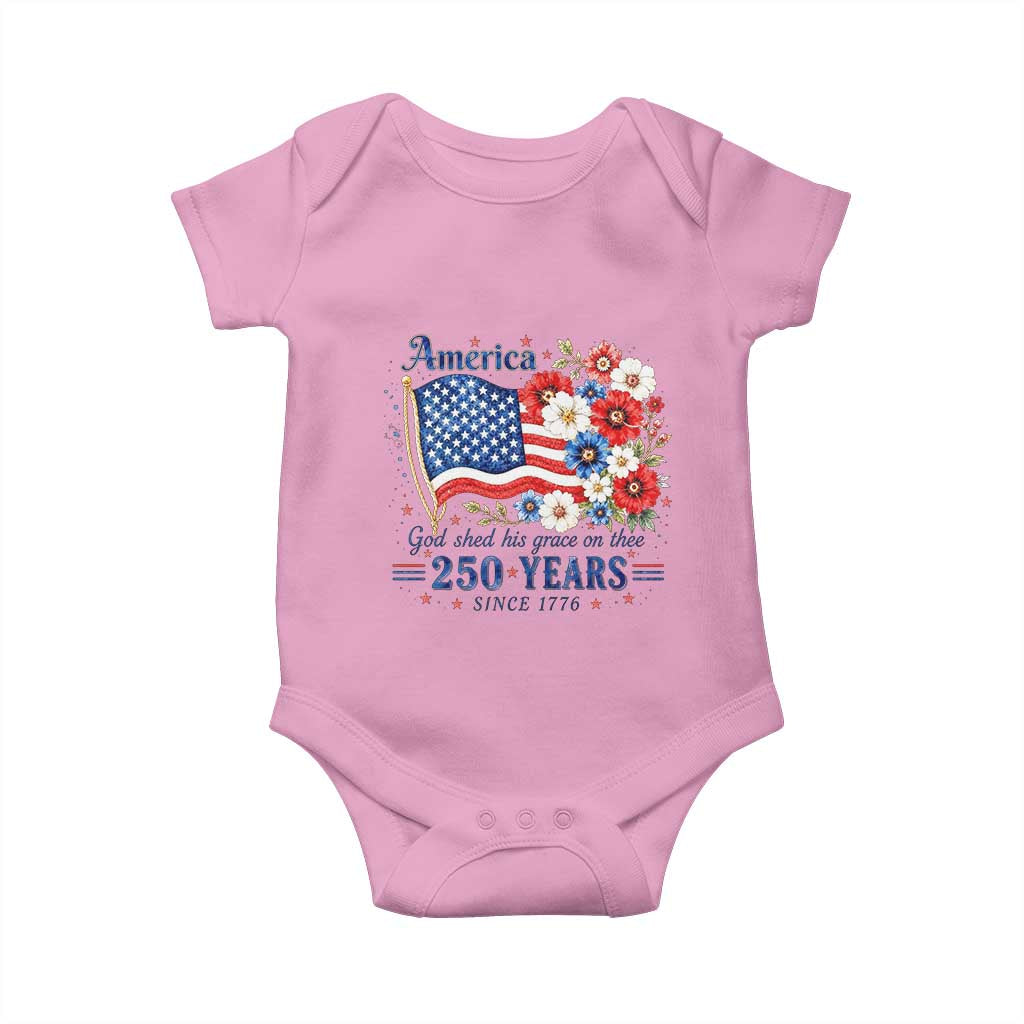 USA 250th Anniversary Flag Floral Graphic Baby Onesie 250 Years America Patriot 4th of July Patriotism Gift