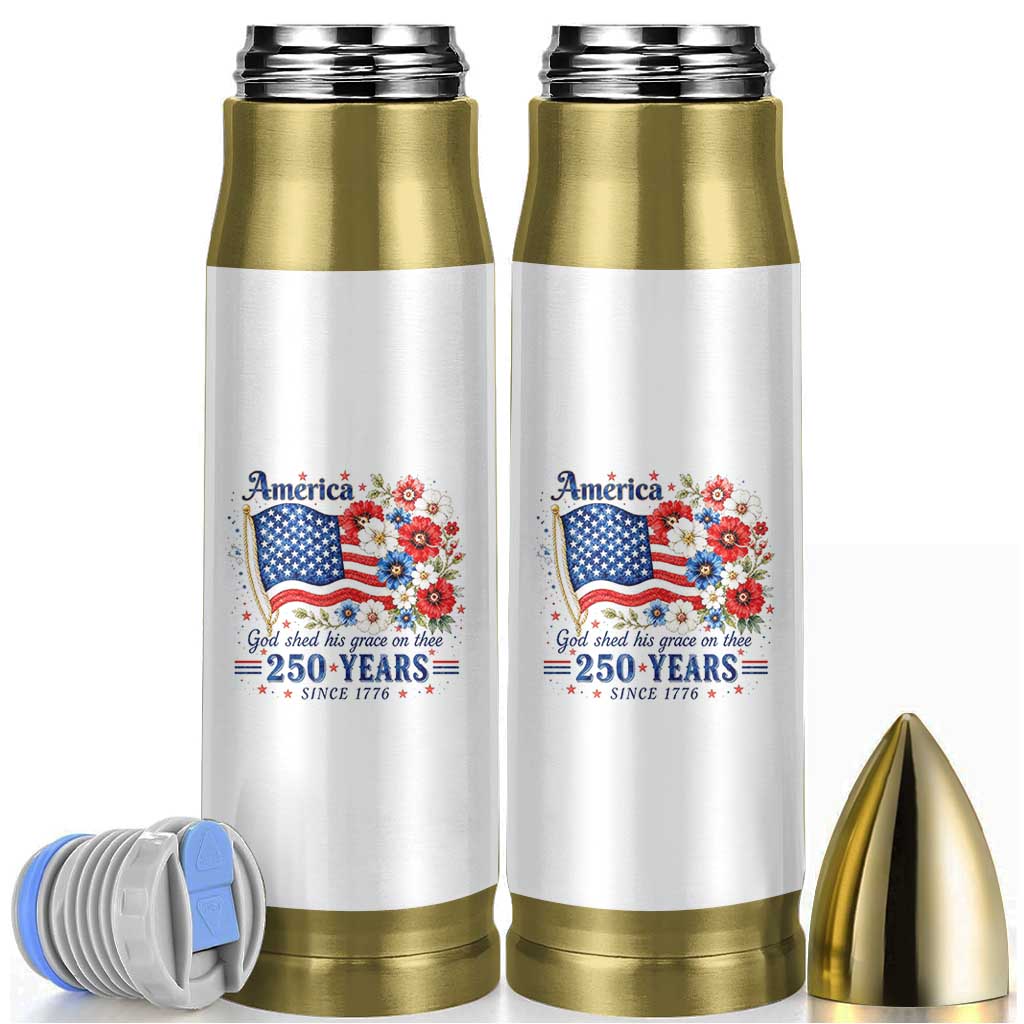 USA 250th Anniversary Flag Floral Graphic Bullet Tumbler 250 Years America Patriot 4th of July Patriotism Gift
