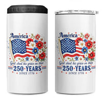 USA 250th Anniversary Flag Floral Graphic 4 in 1 Can Cooler Tumbler 250 Years America Patriot 4th of July Patriotism Gift