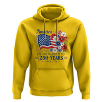 USA 250th Anniversary Flag Floral Graphic Hoodie 250 Years America Patriot 4th of July Patriotism Gift