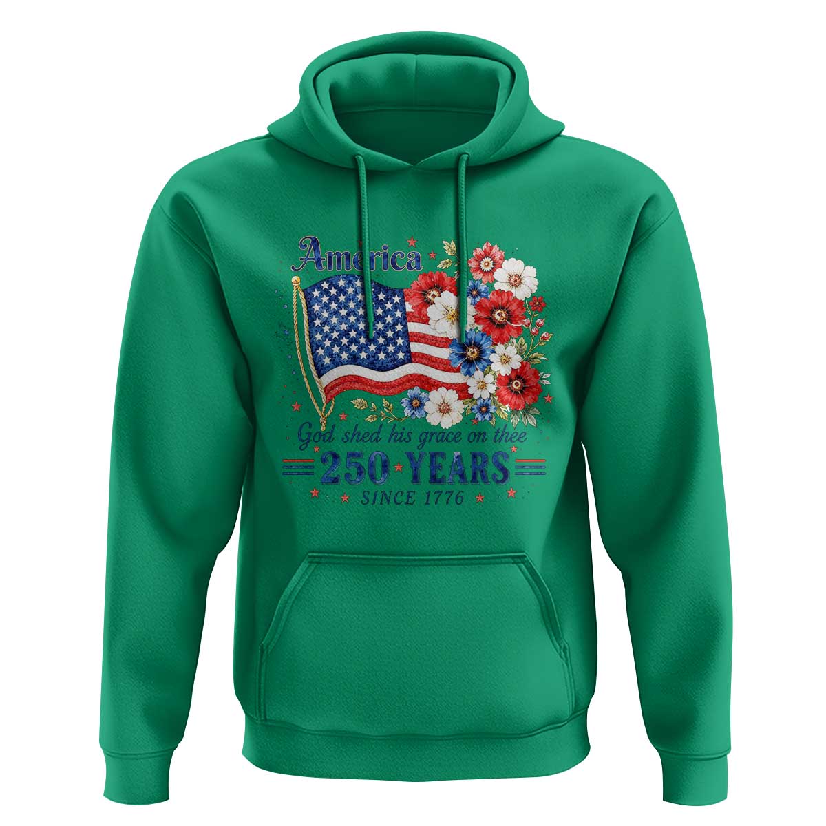 USA 250th Anniversary Flag Floral Graphic Hoodie 250 Years America Patriot 4th of July Patriotism Gift