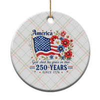 USA 250th Anniversary Flag Floral Graphic Ceramic Ornament 250 Years America Patriot 4th of July Patriotism Gift