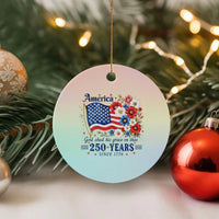 USA 250th Anniversary Flag Floral Graphic Ceramic Ornament 250 Years America Patriot 4th of July Patriotism Gift