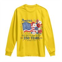 USA 250th Anniversary Flag Floral Graphic Long Sleeve Shirt 250 Years America Patriot 4th of July Patriotism Gift