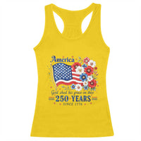 USA 250th Anniversary Flag Floral Graphic Racerback Tank Top 250 Years America Patriot 4th of July Patriotism Gift