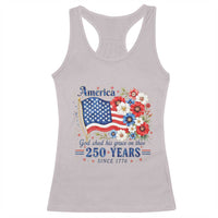 USA 250th Anniversary Flag Floral Graphic Racerback Tank Top 250 Years America Patriot 4th of July Patriotism Gift