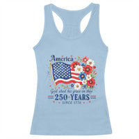 USA 250th Anniversary Flag Floral Graphic Racerback Tank Top 250 Years America Patriot 4th of July Patriotism Gift