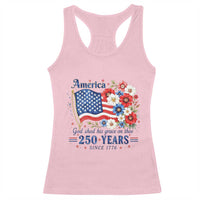 USA 250th Anniversary Flag Floral Graphic Racerback Tank Top 250 Years America Patriot 4th of July Patriotism Gift