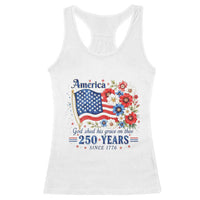 USA 250th Anniversary Flag Floral Graphic Racerback Tank Top 250 Years America Patriot 4th of July Patriotism Gift