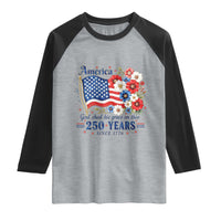 USA 250th Anniversary Flag Floral Graphic Raglan Shirt 250 Years America Patriot 4th of July Patriotism Gift