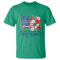 USA 250th Anniversary Flag Floral Graphic T Shirt 250 Years America Patriot 4th of July Patriotism Gift