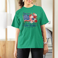 USA 250th Anniversary Flag Floral Graphic T Shirt For Women 250 Years America Patriot 4th of July Patriotism Gift