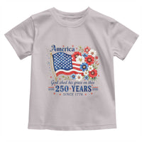 USA 250th Anniversary Flag Floral Graphic Toddler T Shirt 250 Years America Patriot 4th of July Patriotism Gift