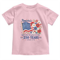 USA 250th Anniversary Flag Floral Graphic Toddler T Shirt 250 Years America Patriot 4th of July Patriotism Gift