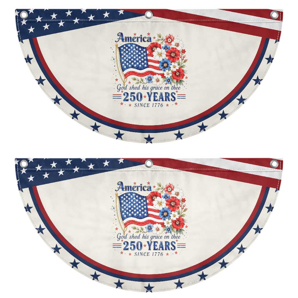 USA 250th Anniversary Flag Floral Graphic Patriotic Fan Flag 250 Years America Patriot 4th of July Patriotism Gift