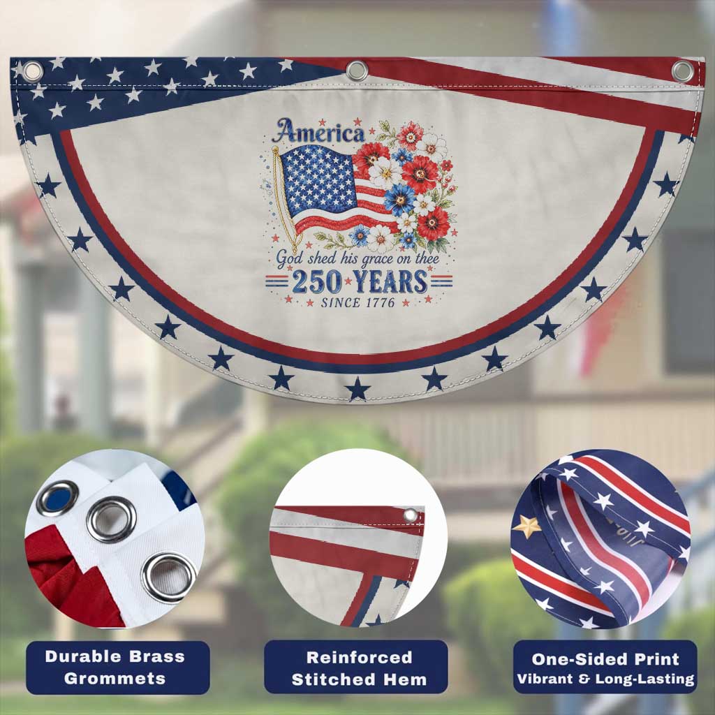 USA 250th Anniversary Flag Floral Graphic Patriotic Fan Flag 250 Years America Patriot 4th of July Patriotism Gift